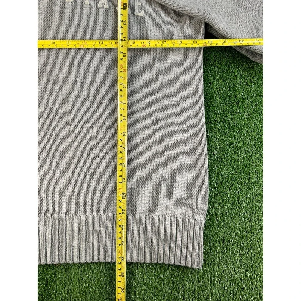 Aeropostale Mens NY EST 87 Crewneck Sweater Gray Chunky Knit Pullover Large
